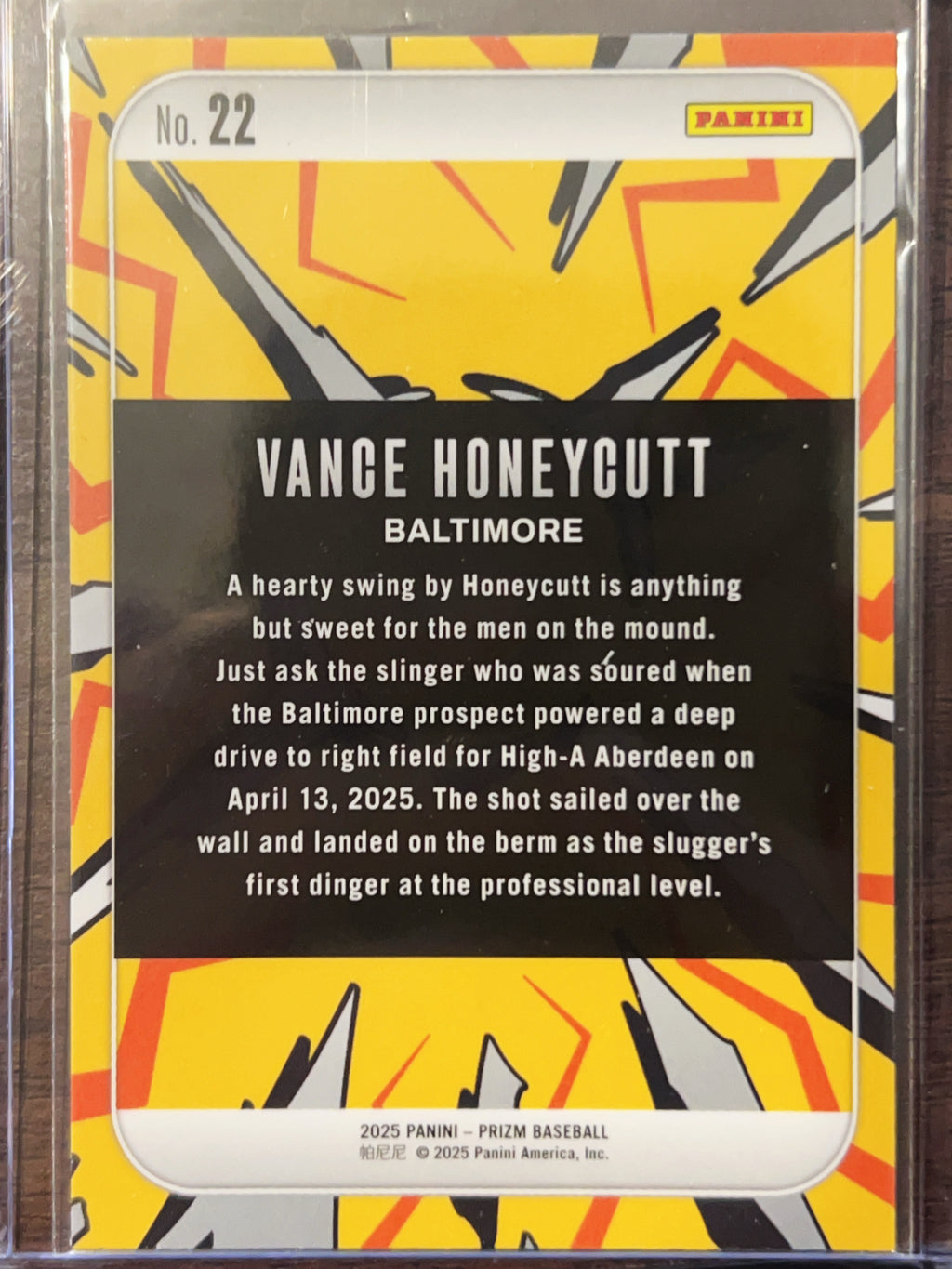 2025 Panini Prizm Baseball Dingers! Vance Honeycutt #22 Yellow