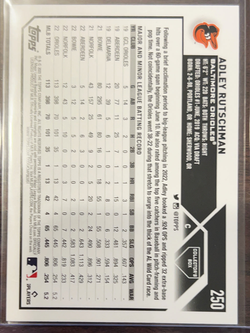 2023 Topps Adley Rutschman #250 Foil RC