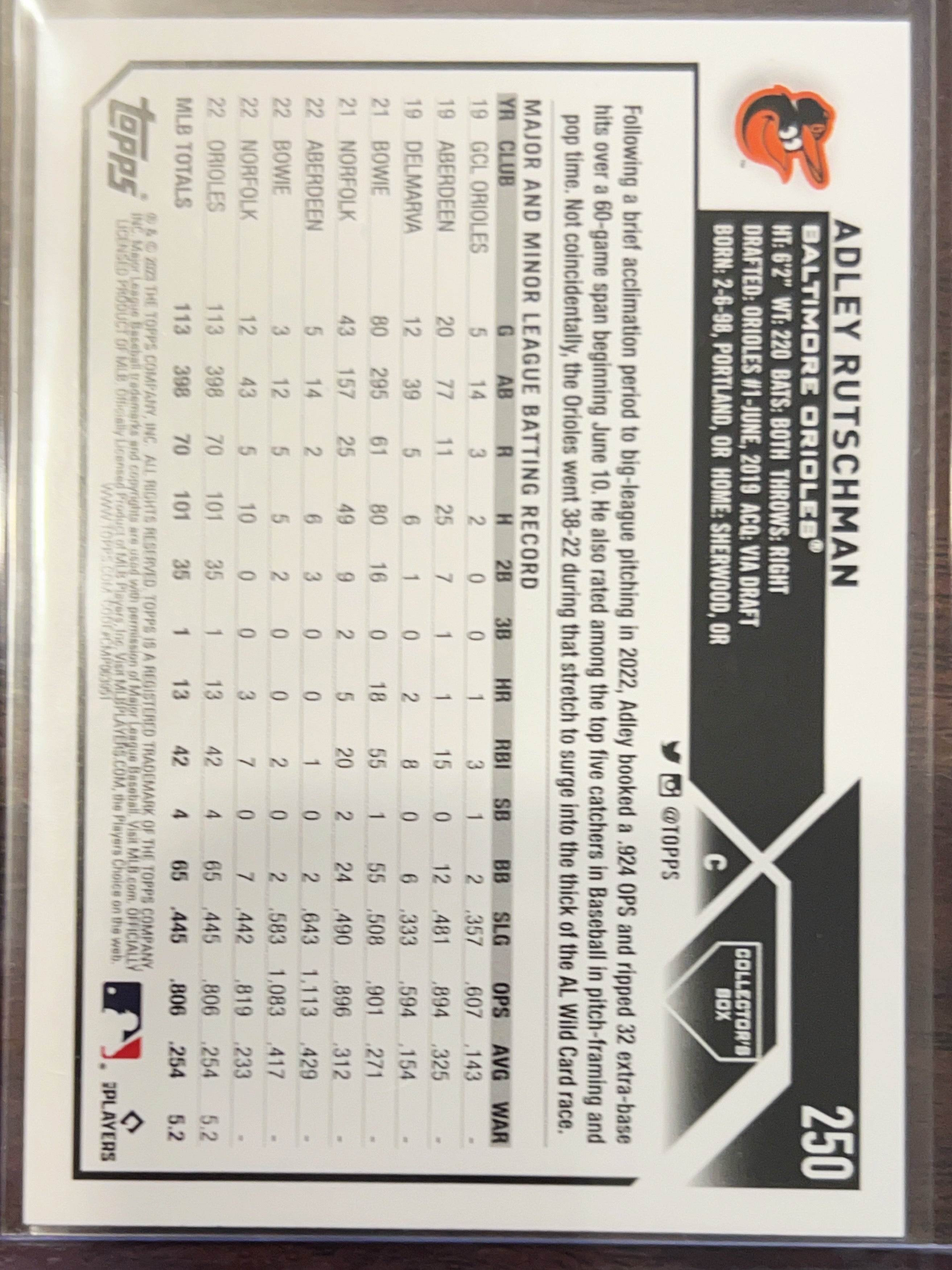 2023 Topps Adley Rutschman #250 Foil RC