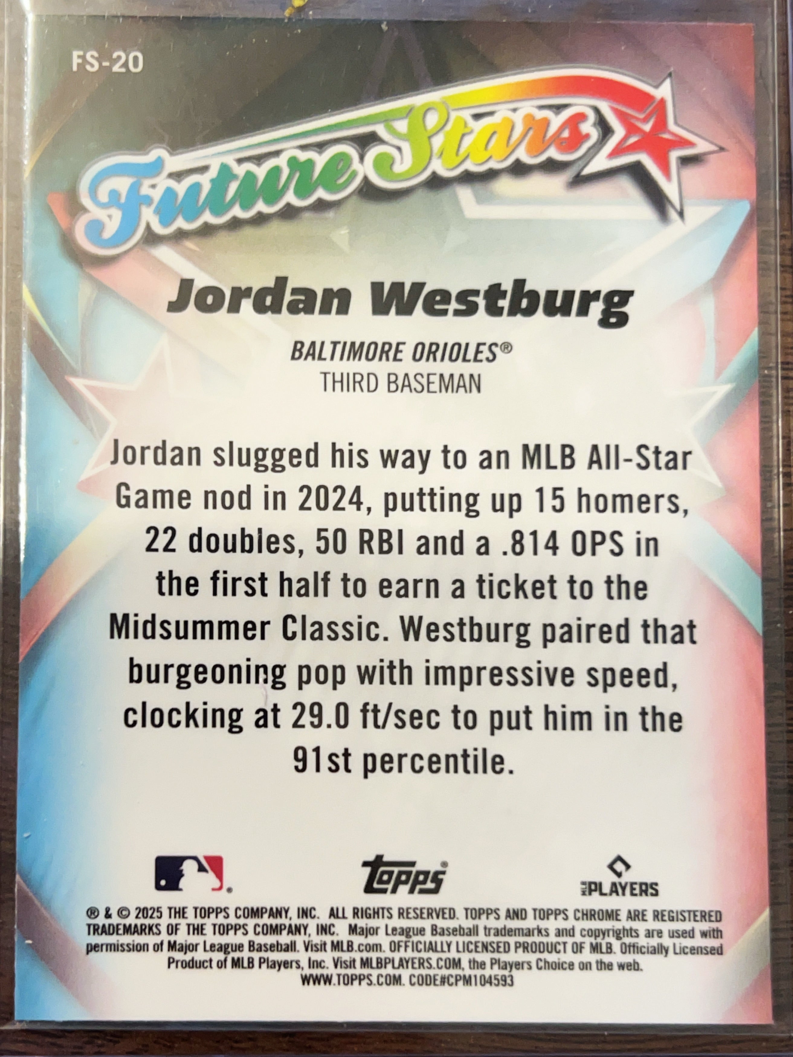 2025 Topps Chrome Future Stars Jordan Westburg #FS-20