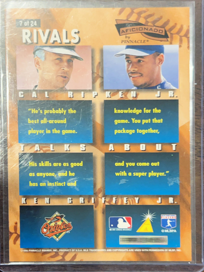 1996 Pinnacle Aficionado Rivals Ken Griffey Jr. Cal Ripken Jr. #7