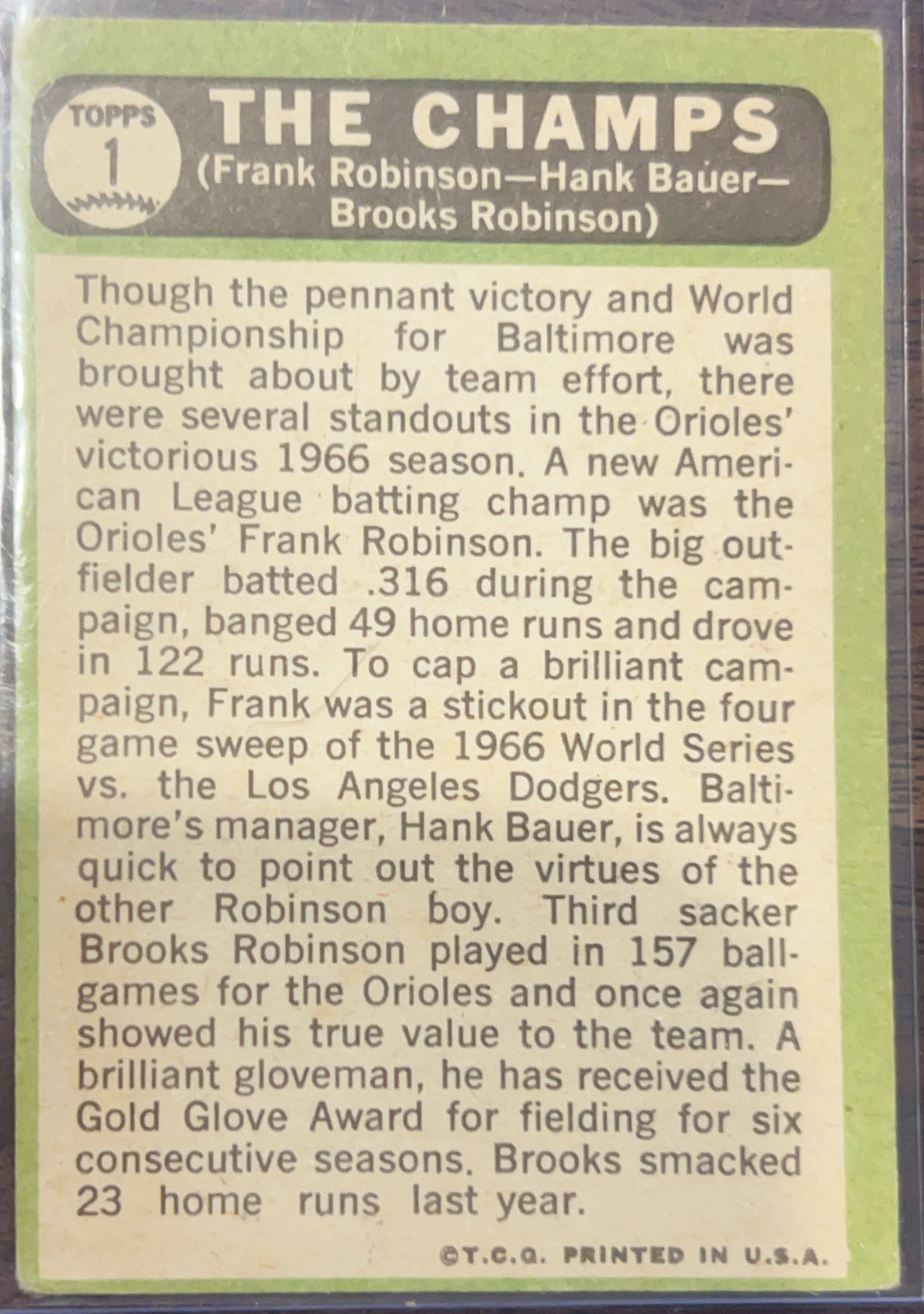 1967 Topps Frank Robinson Hank Bauer Brooks Robinson #1