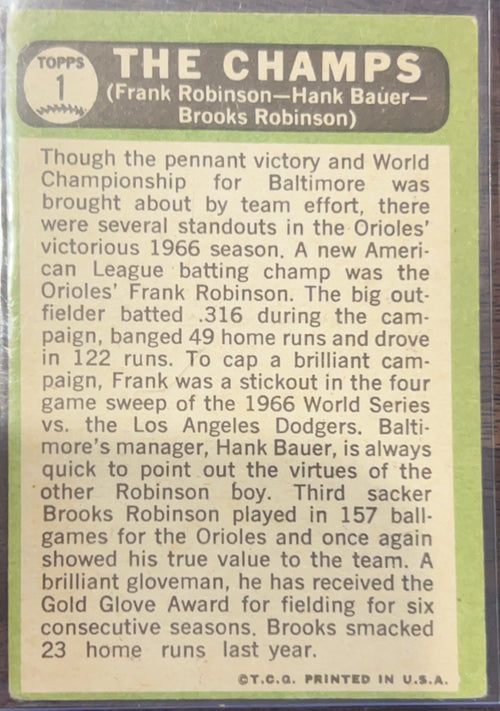 1967 Topps Frank Robinson Hank Bauer Brooks Robinson #1