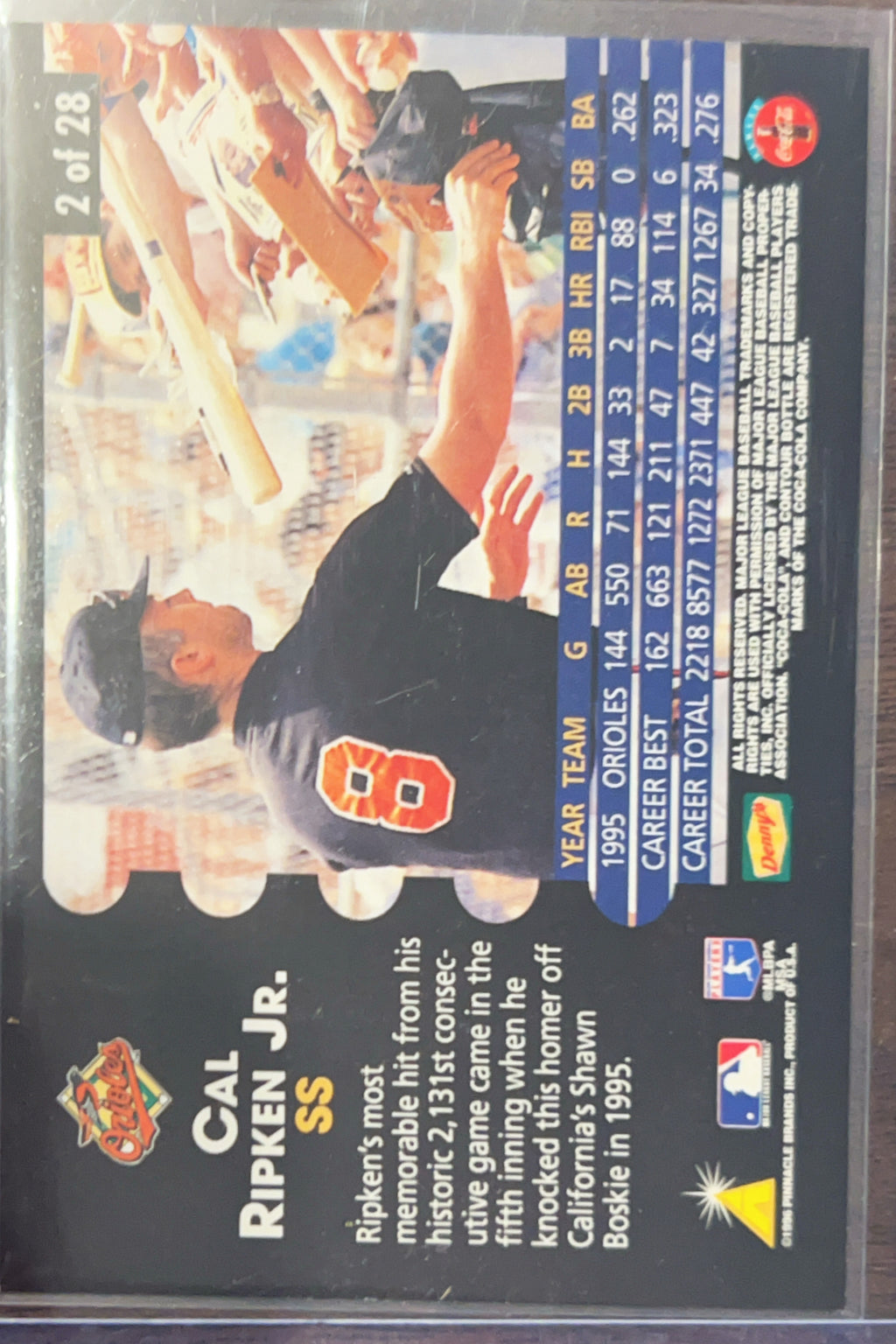 1996 Pinnacle Denny's Hologram Cal Ripken Jr. #2 of 28