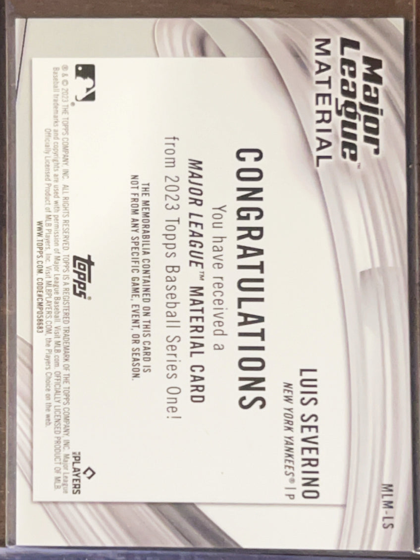 2023 Topps Major League Material Luis Severino #MLM-LS Game Used Memorabilia