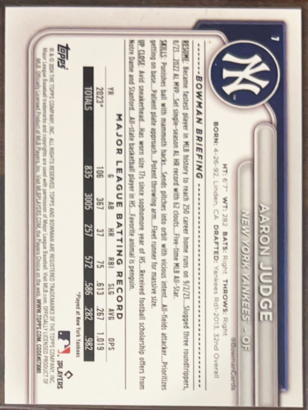 2024 Bowman Aaron Judge #7