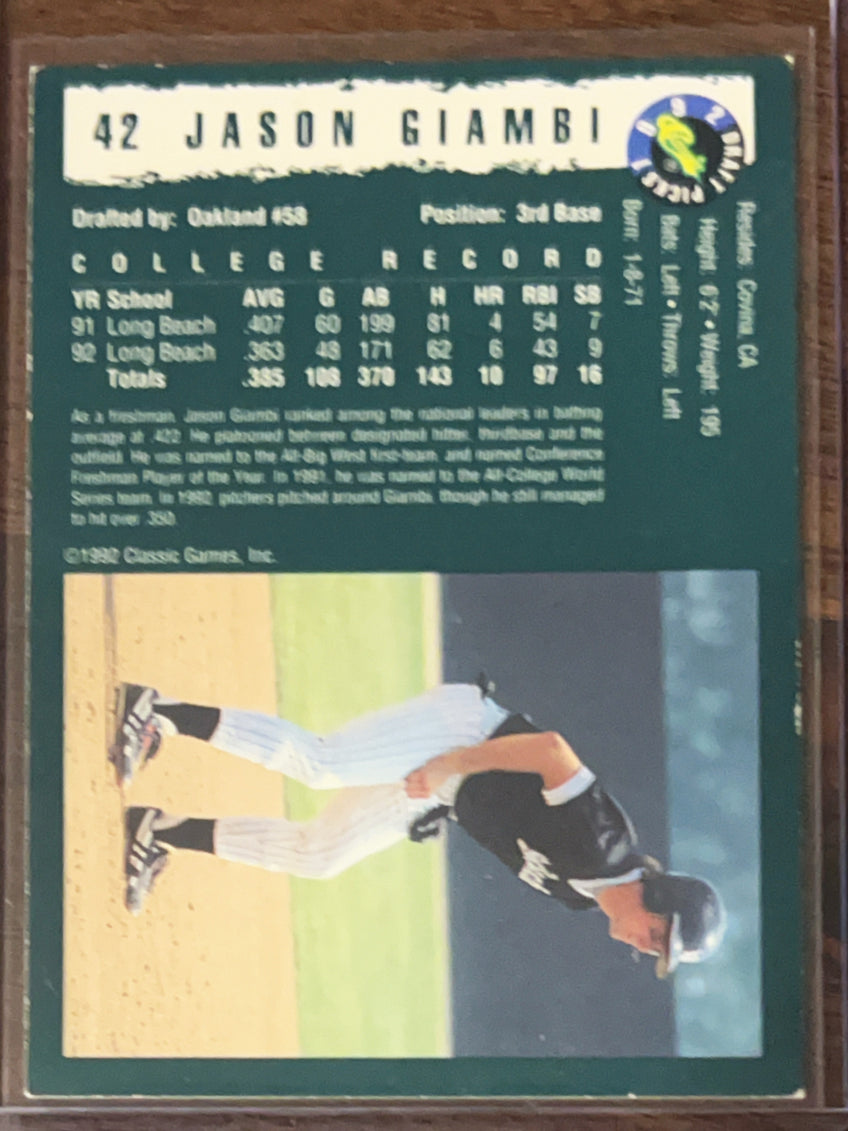 1992 Classic Draft Picks Jason Giambi #42