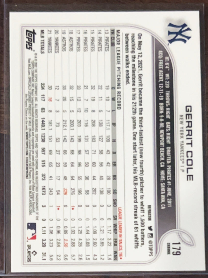 2022 Topps Chrome Gerrit Cole #179 Refractor