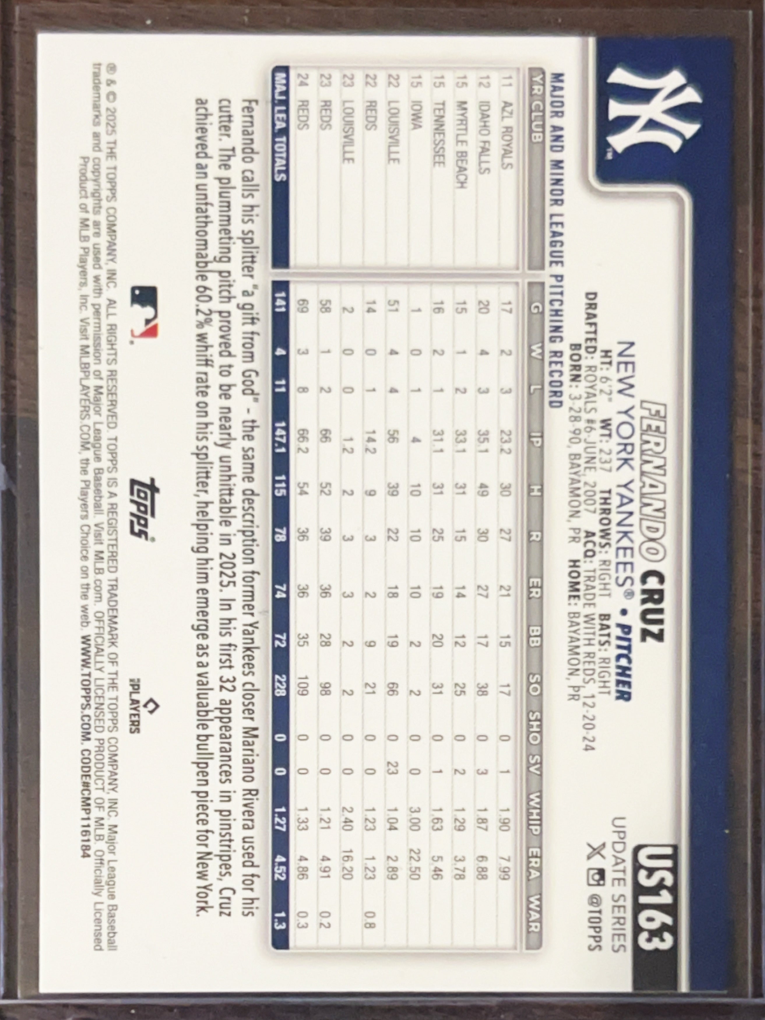 2025 Topps Update Series Fernando Cruz #US163 Orange Foil