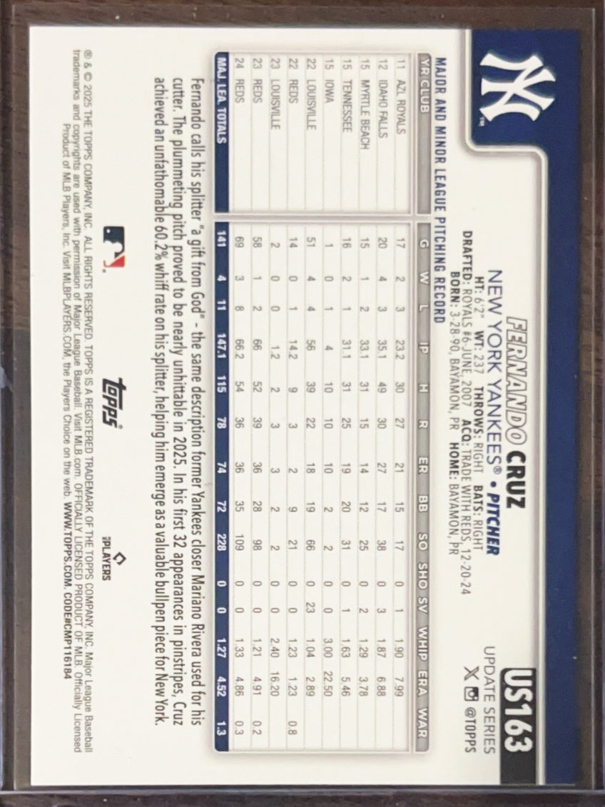 2025 Topps Update Series Fernando Cruz #US163 Orange Foil