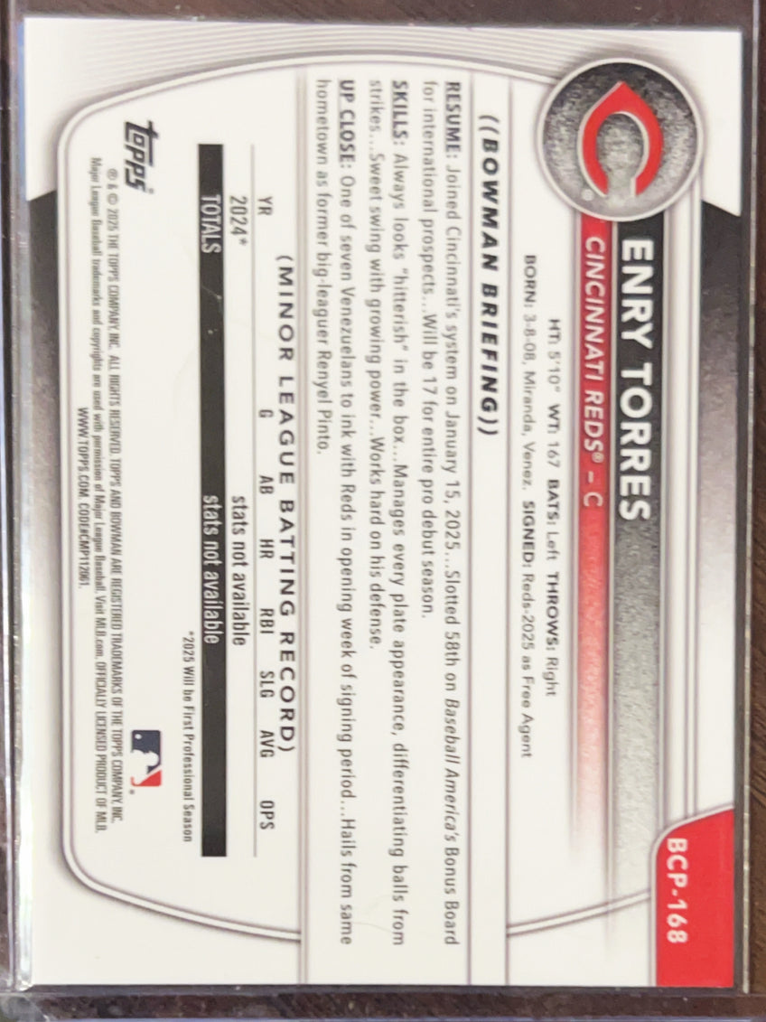 2025 Bowman Chrome Enry Torres #BCP-168