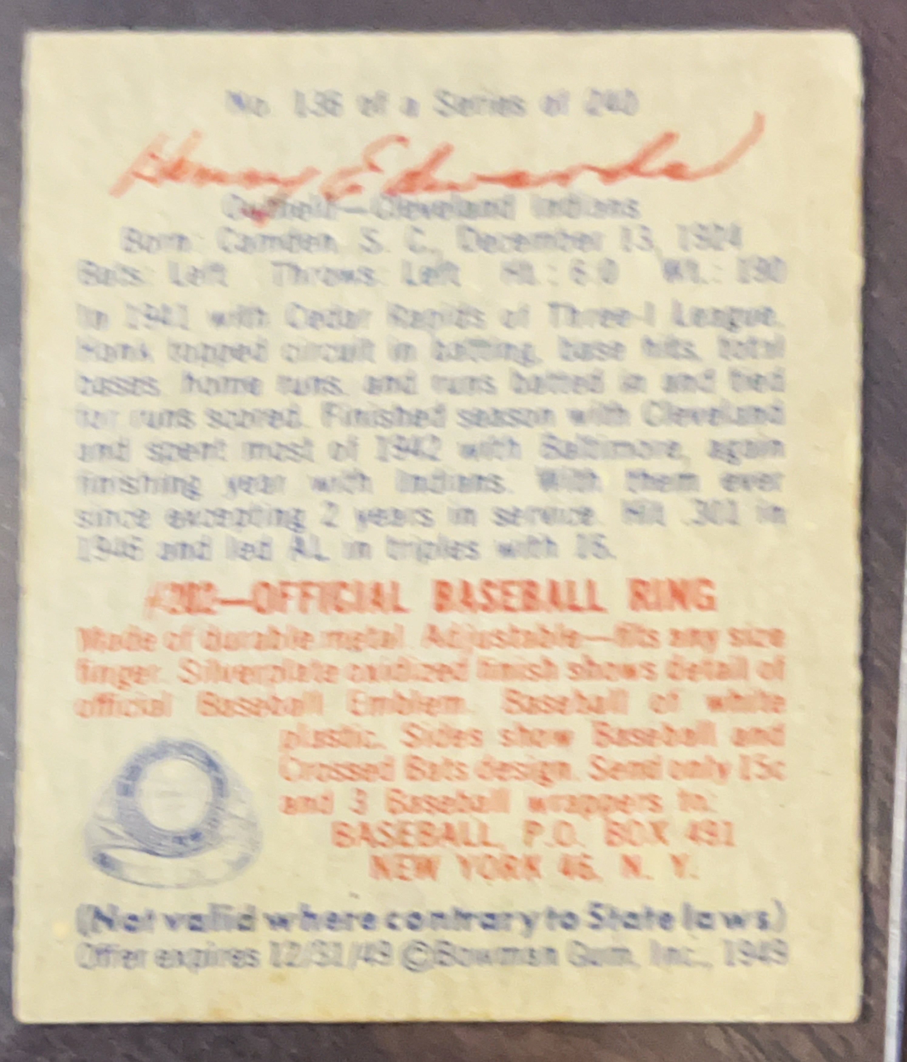 1949 Bowman Hank Edwards #136