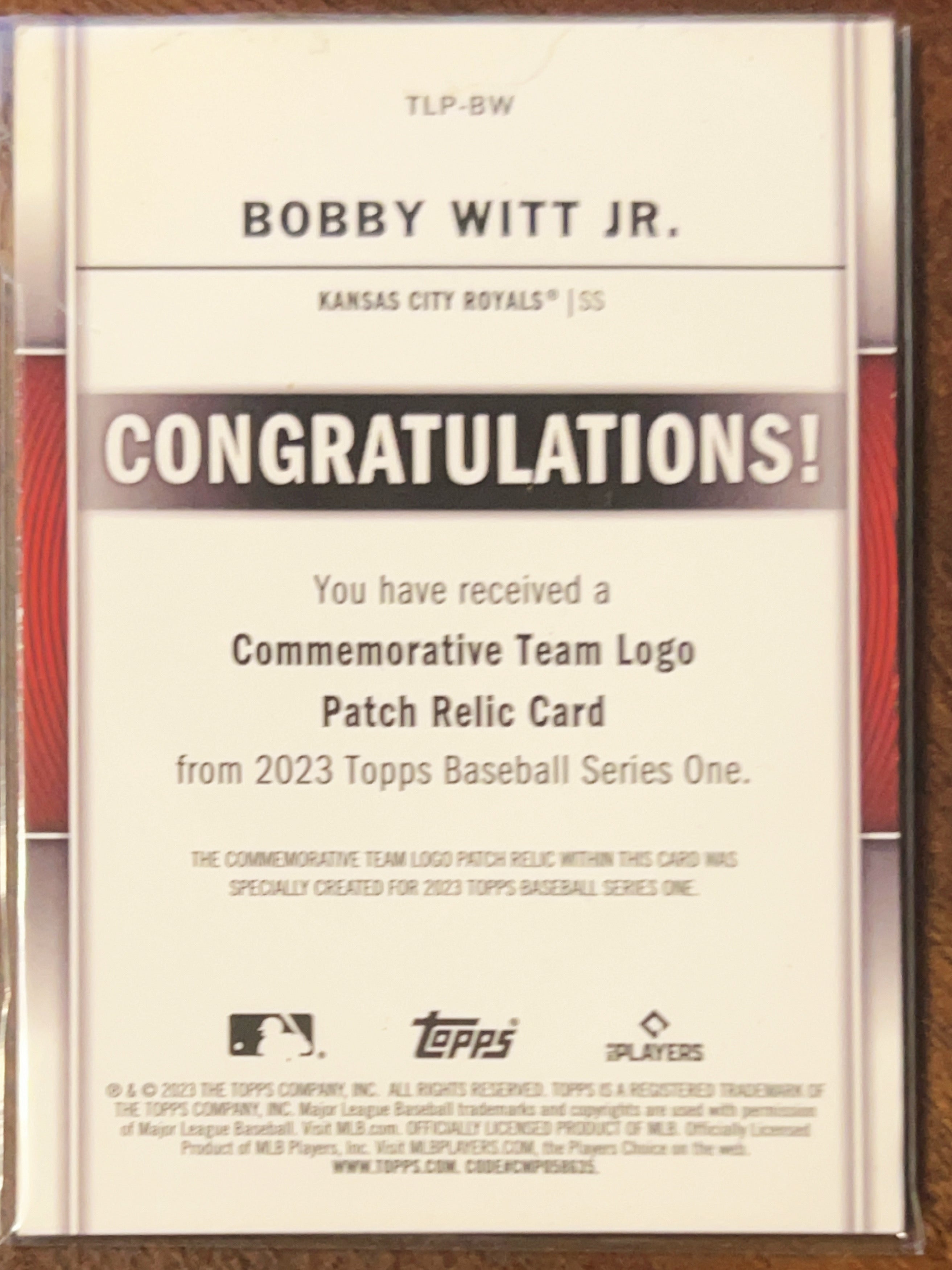 2023 Topps Baseball Series One Bobby Witt Jr. #TLP-BW