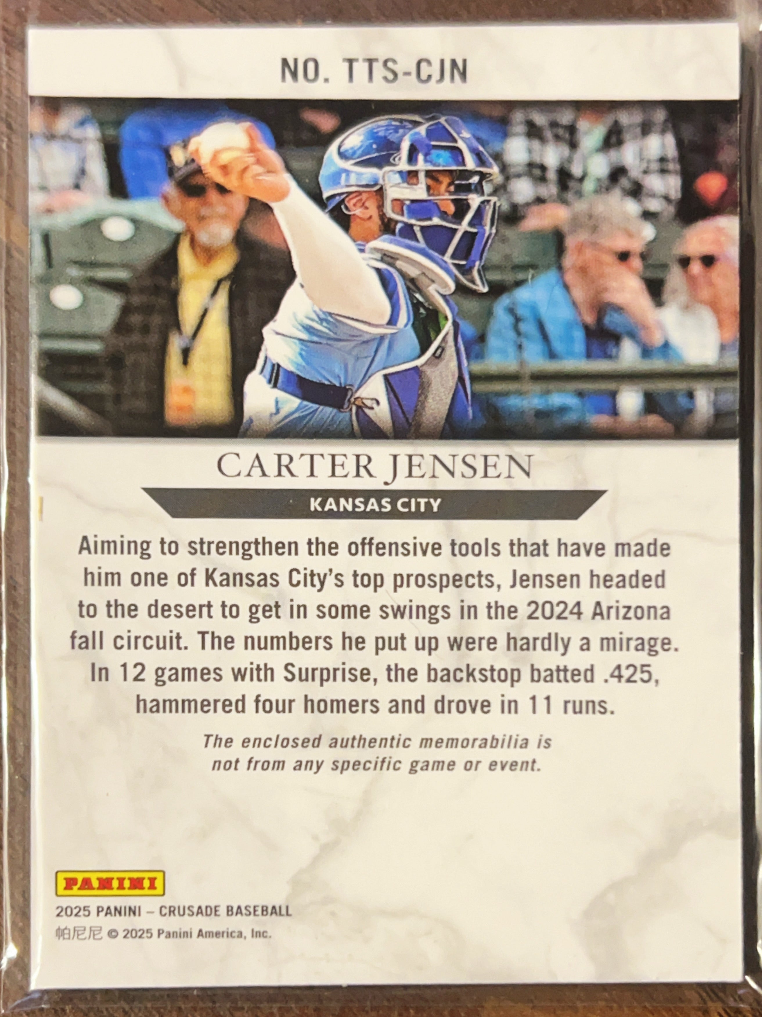 2025 Panini Crusade Carter Jensen #TTS-CJN Memorabilia Tools of the Trade