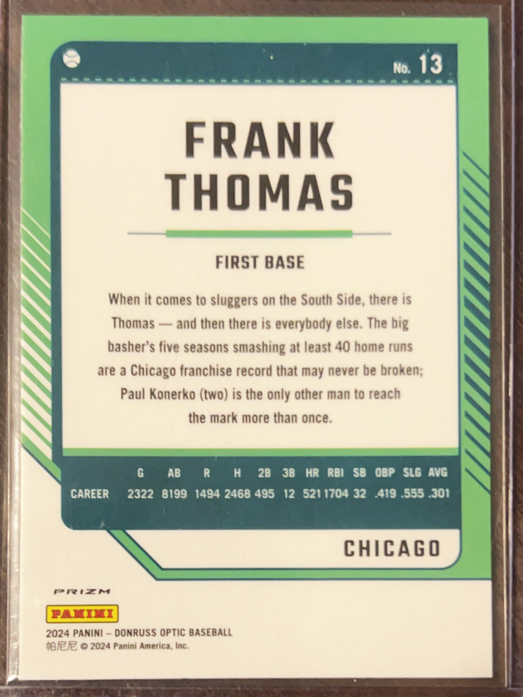 2024 Panini Donruss Optic Prizm Frank Thomas #13 Orange Velocity