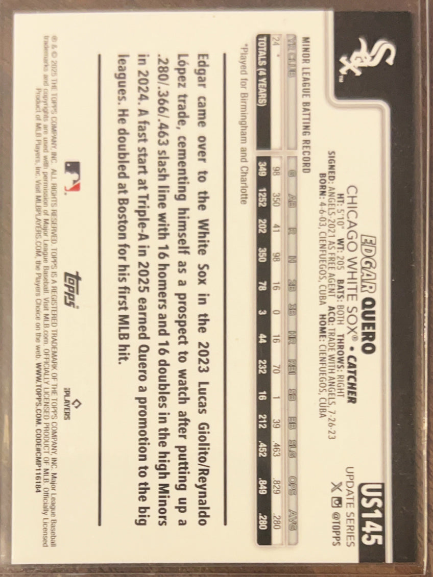 2024 Topps Update Series Edgar Quero #US145 Orange Foil RC