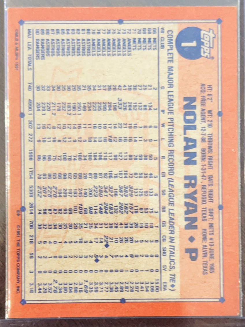 1991 Topps Nolan Ryan #1