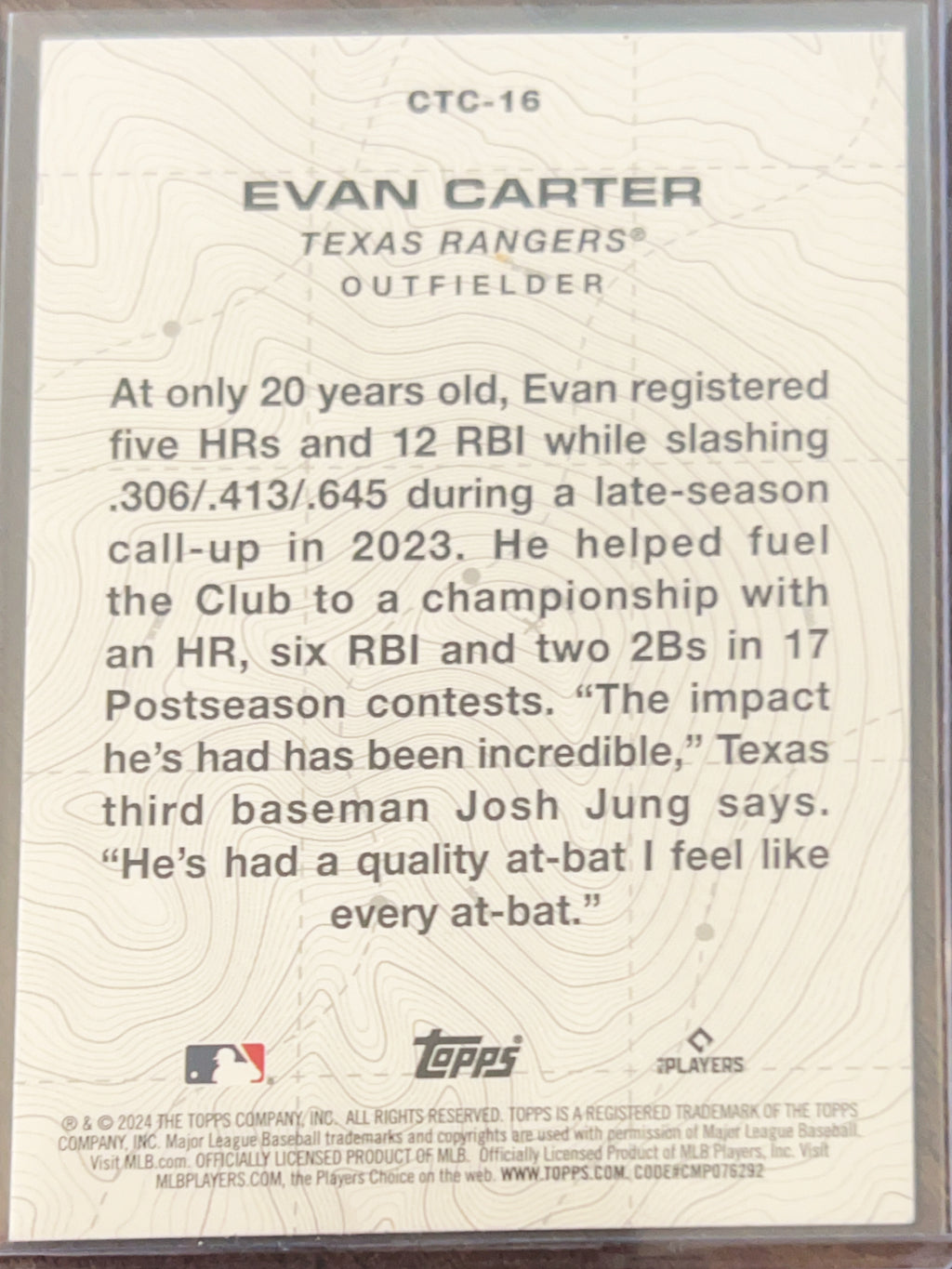 2024 Topps City to City Evan Carter #CTC-16 RC