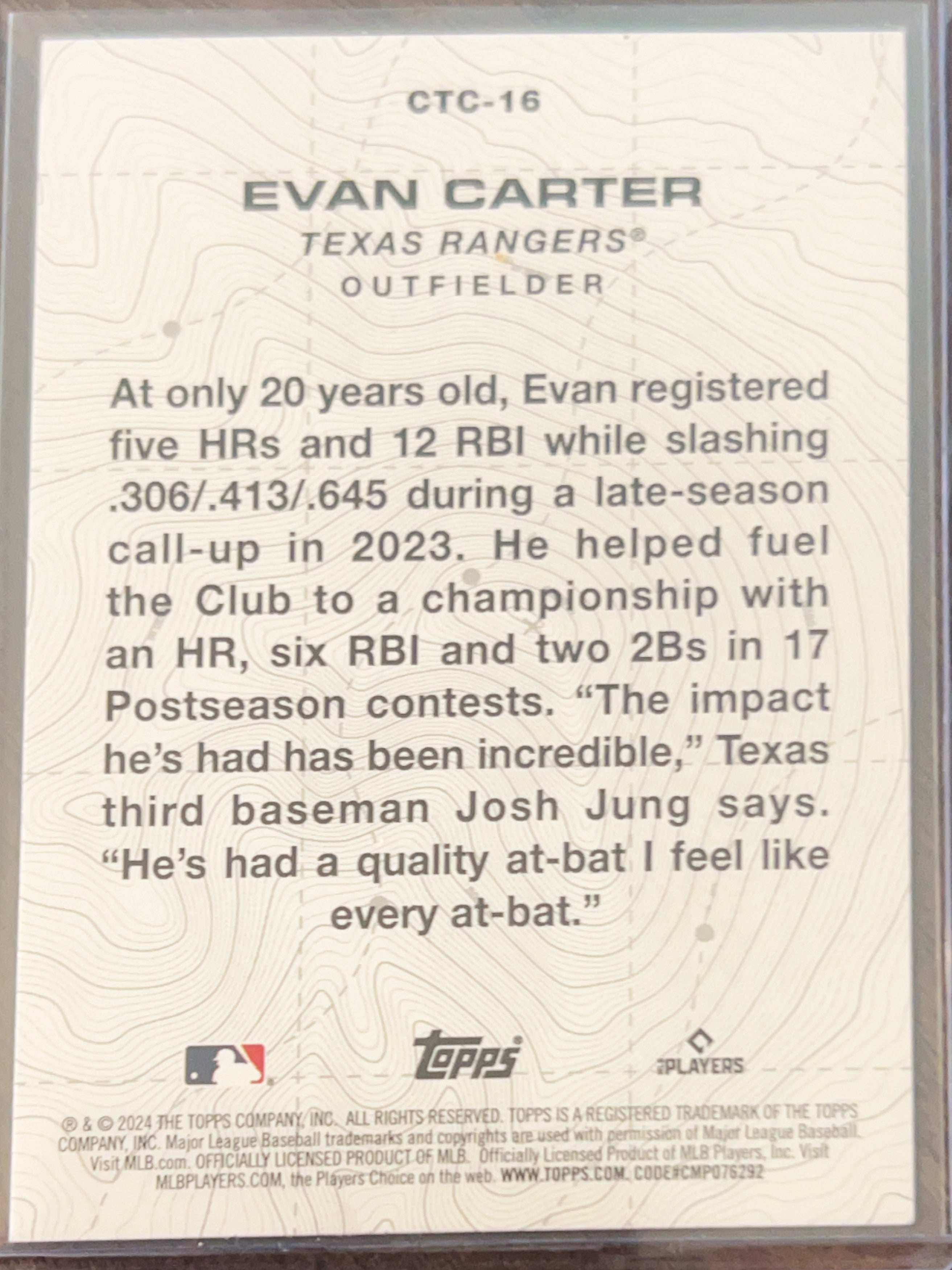 2024 Topps City to City Evan Carter #CTC-16 RC