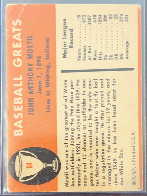 1961 Fleer Baseball Greats Johnny Mostil #64