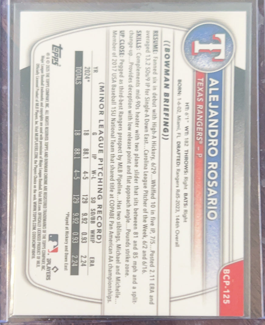 2024 Bowman Chrome Alejandro Rosario #BCP-125 Reptilian Refractor /16.