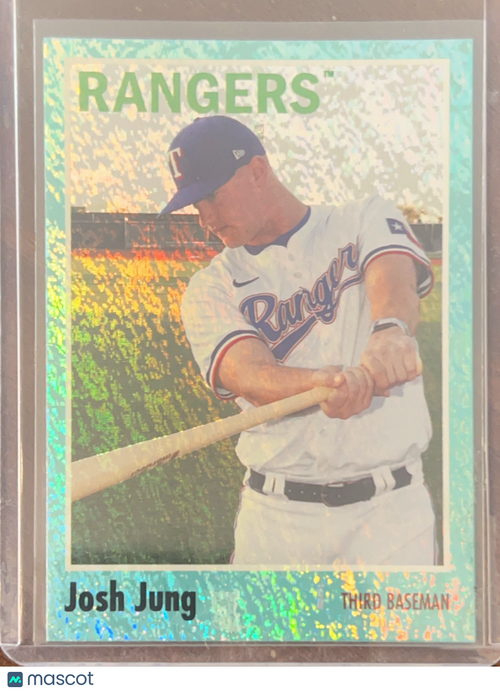 2024 Topps Heritage Josh Jung #107 Aqua Sparkle Foilboard /75