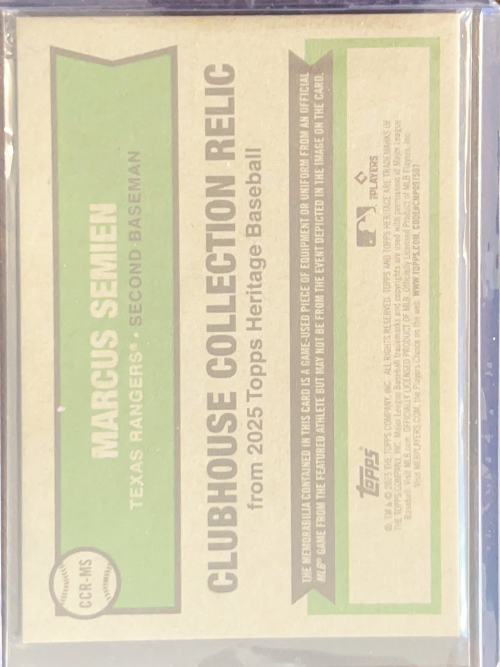 2025 Topps Heritage Clubhouse Collection Marcus Semien #CCR-MS