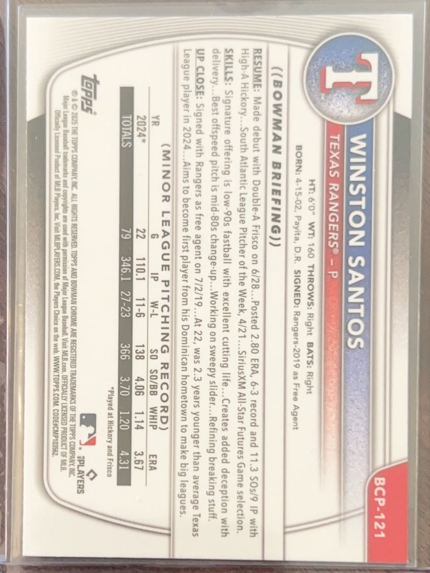 2025 Bowman Chrome Mojo Winston Santos #BCP-121 Refractor