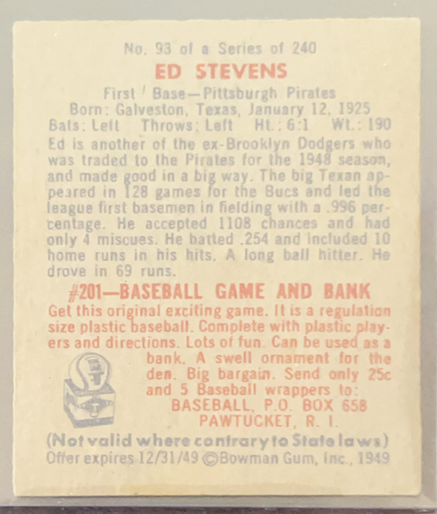 1949 Bowman Ed Stevens #93