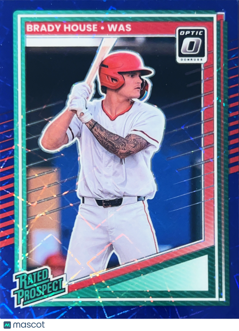 2025 Panini Donruss Optic Prizm Brady House #150 Blue Velocity Rated Prospect