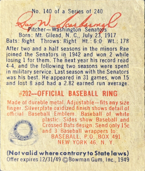 1949 Bowman Rae Scarborough #140
