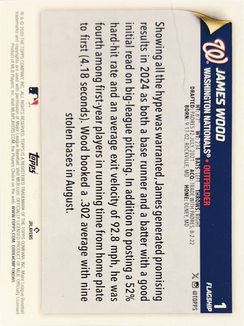 2025 Topps Flagship James Wood #1 RC