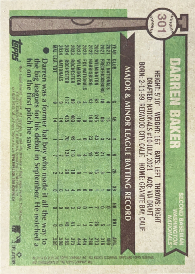 2025 Topps Heritage Darren Baker #301 /200 RC