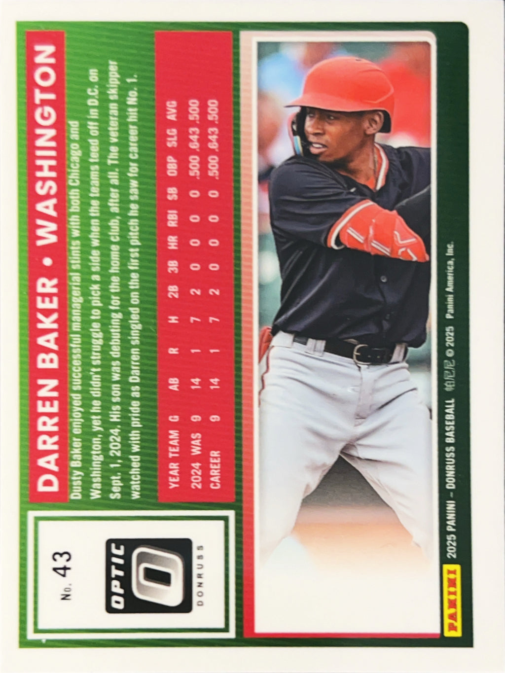 2025 Panini Donruss Optic Darren Baker #43