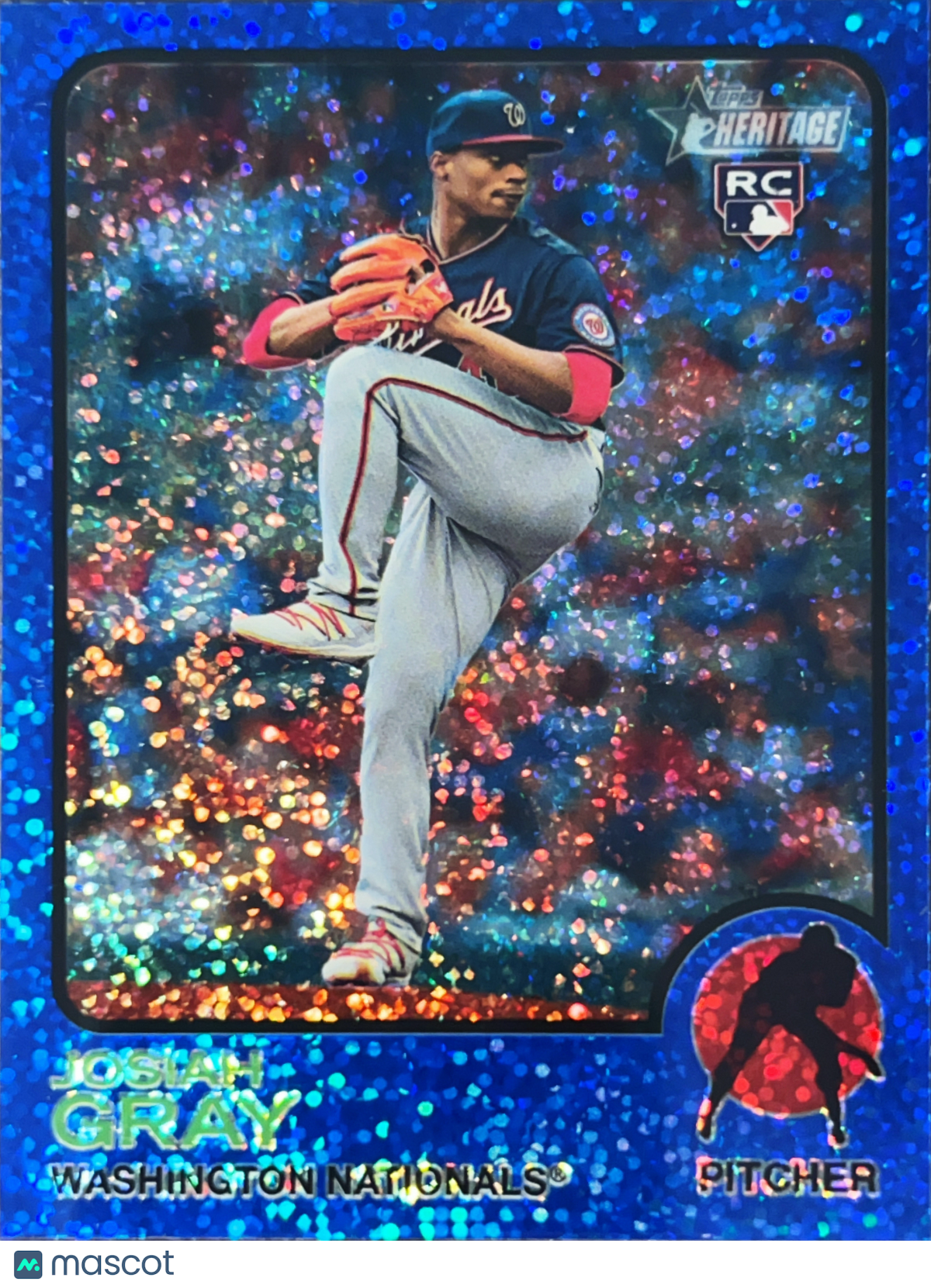 2022 Topps Heritage Josiah Gray #125 Blue Sparkle RC