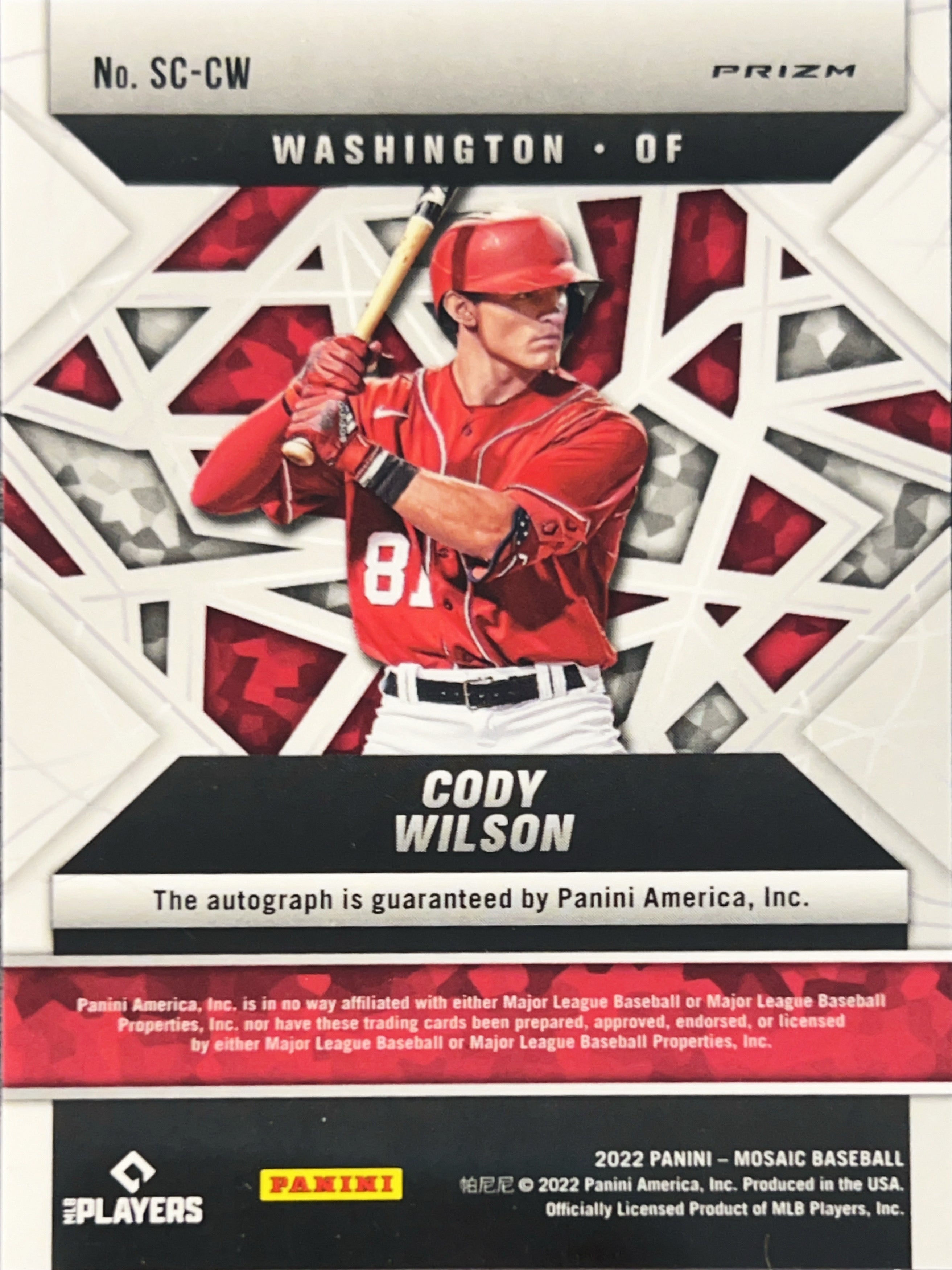 2022 Panini Mosaic Prizm Scripts Cody Wilson #SC-CW Silver Auto