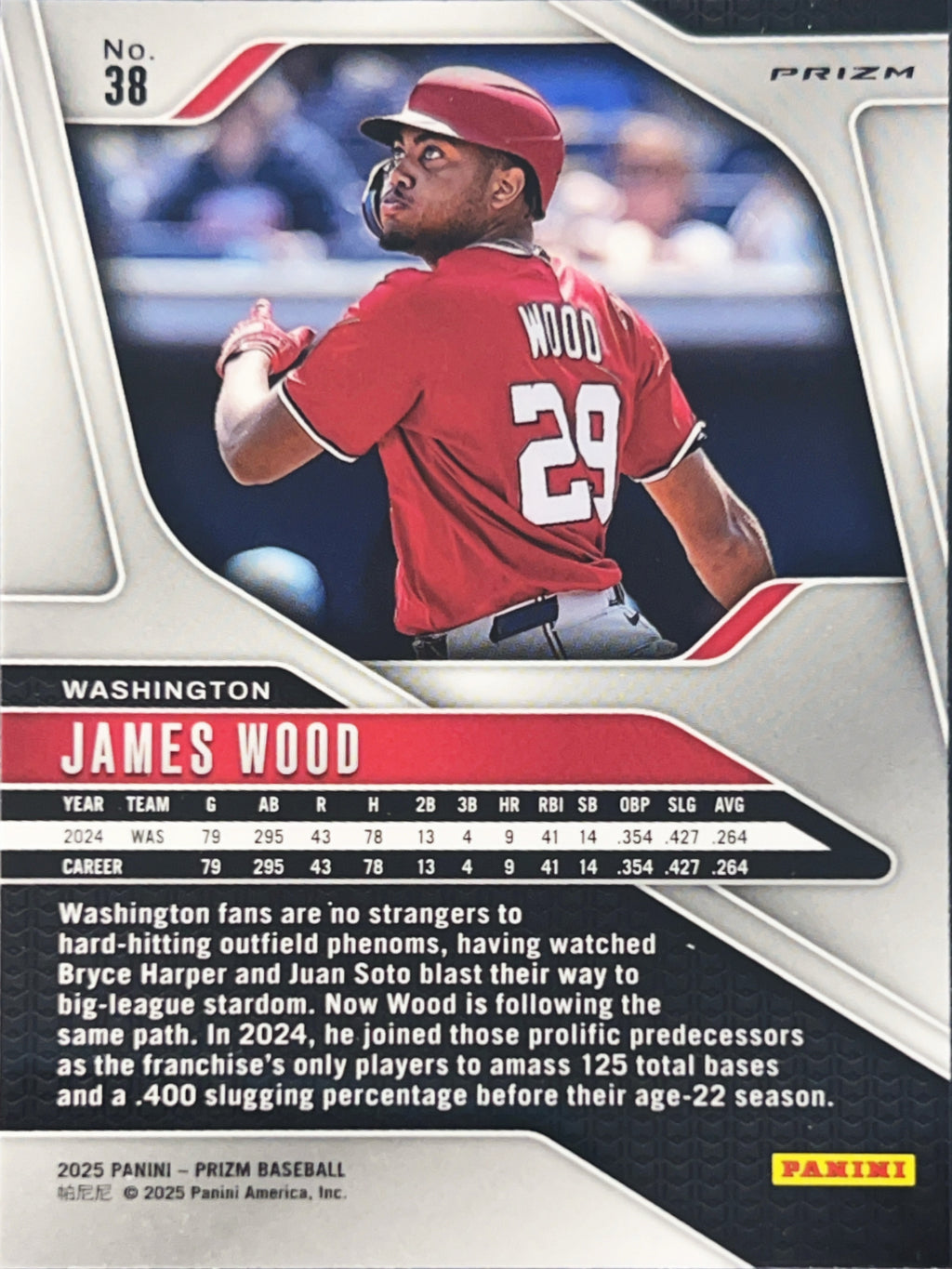 2025 Panini Prizm Baseball James Wood #38 Silver