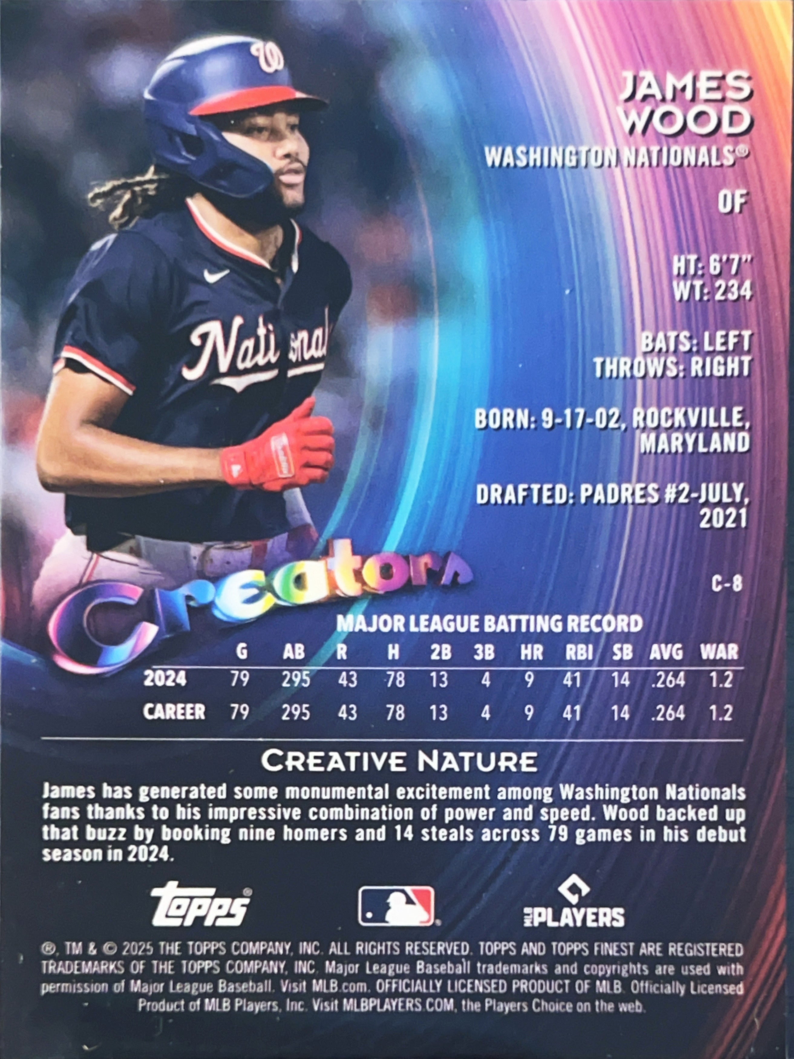 2025 Topps Finest Creators James Wood #C-8 RC