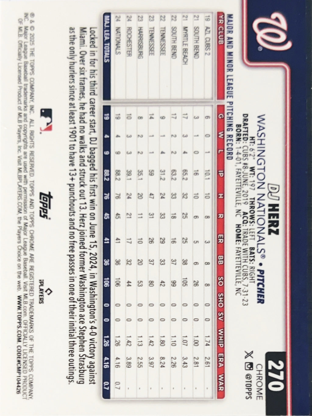 2025 Topps Chrome DJ Herz #270 RC