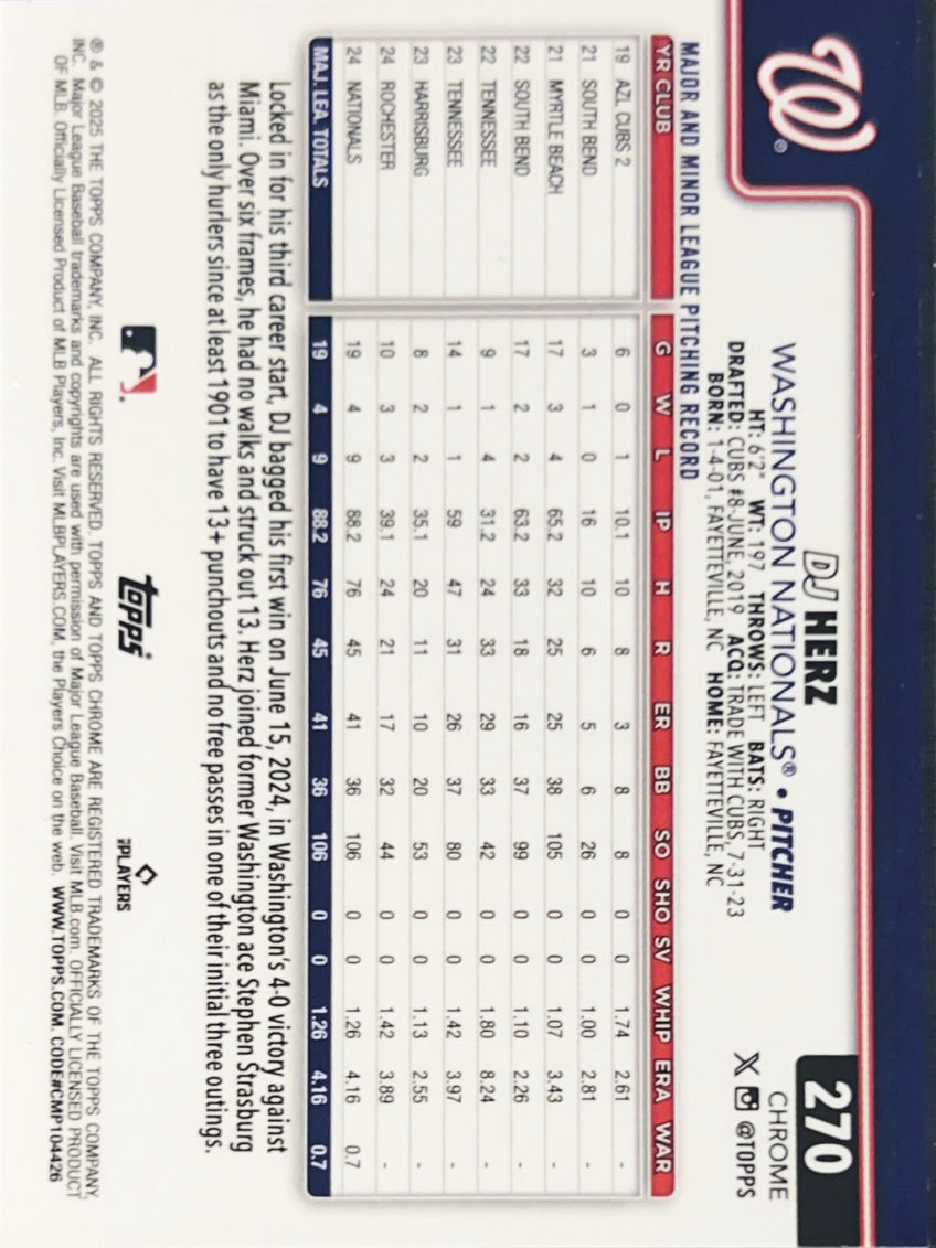 2025 Topps Chrome DJ Herz #270 RC