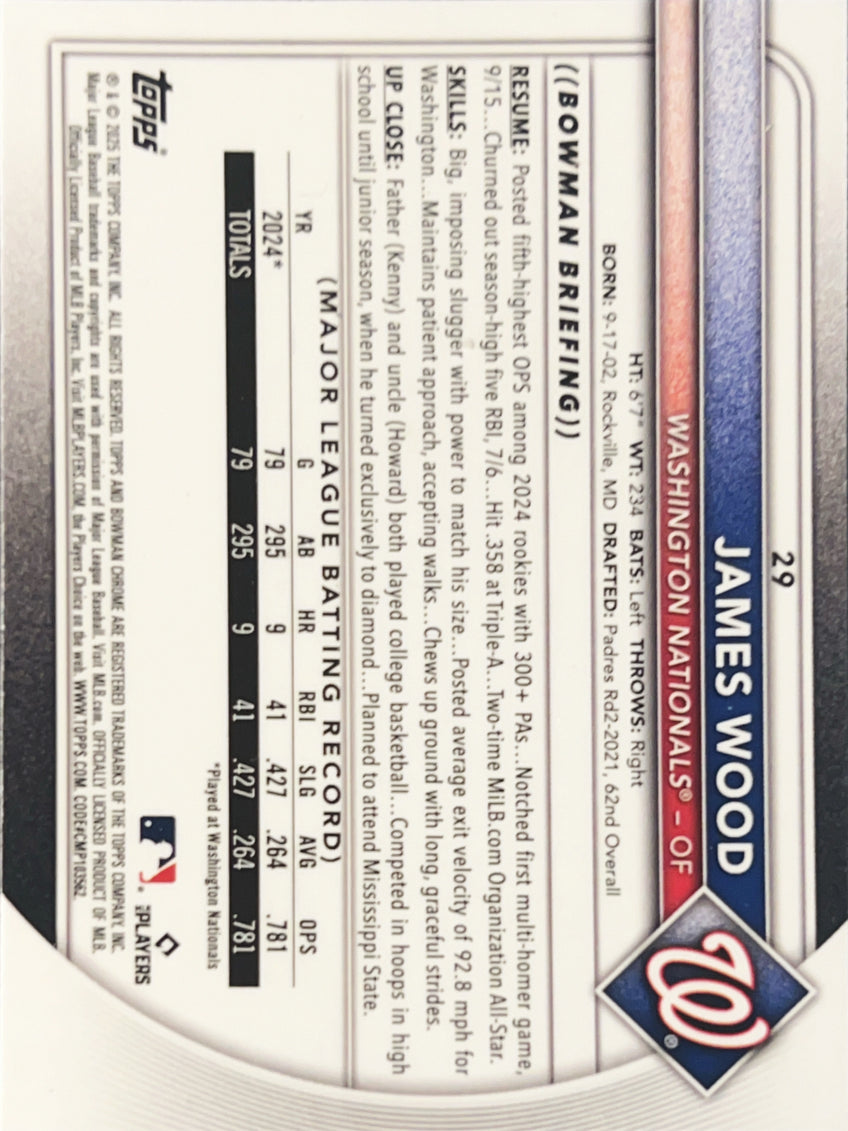 2025 Bowman Chrome James Wood #29 Mega Box Mojo Refractor RC