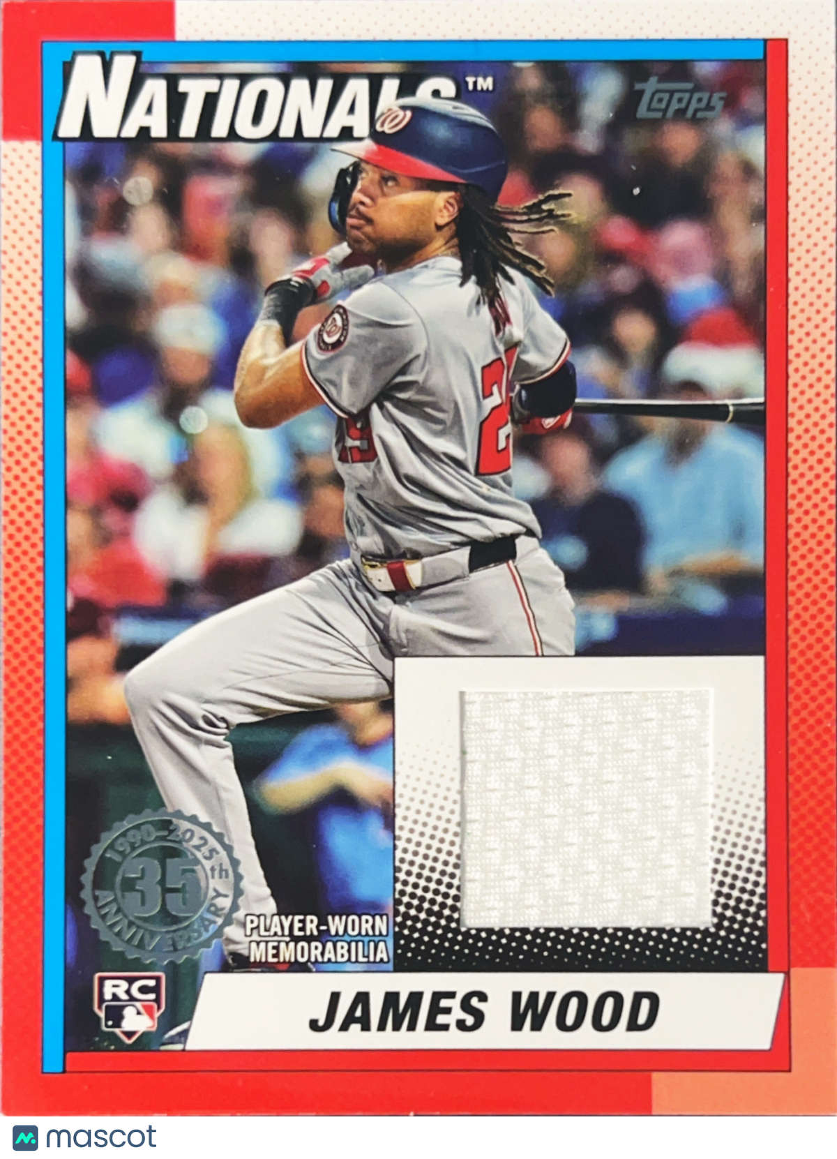 2025 Topps Baseball 1990 Topps Baseball Relic Card James Wood #89R-JWO Relic RC