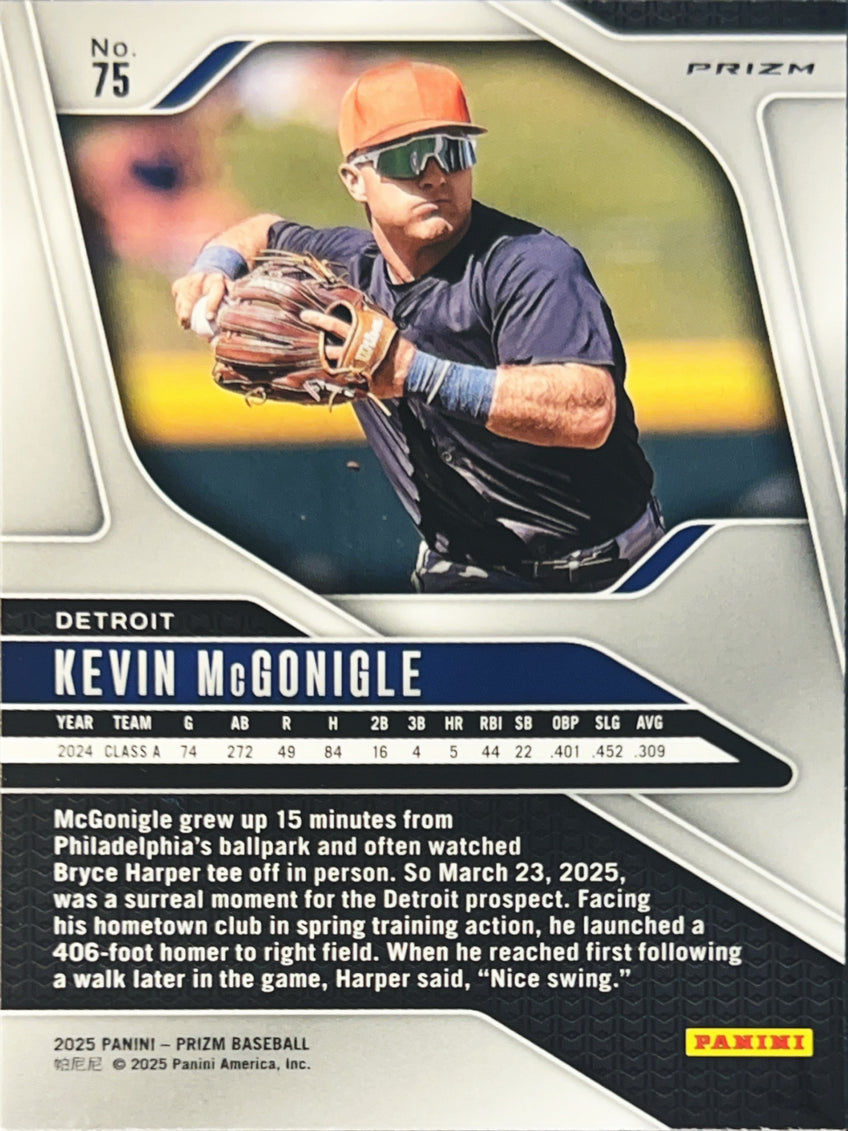 2025 Panini Prizm Baseball Kevin McGonigle #75 Blue Ice