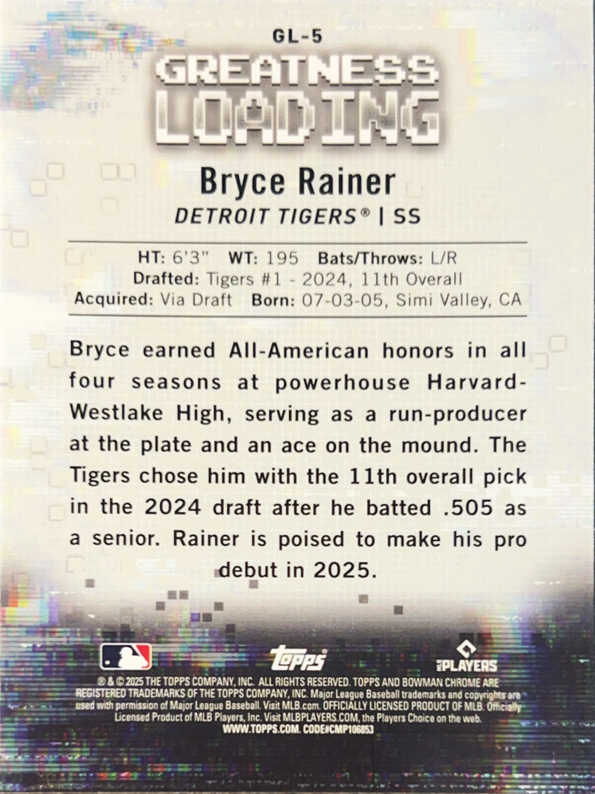 2025 Bowman Chrome Greatness Loading Bryce Rainer #GL-5