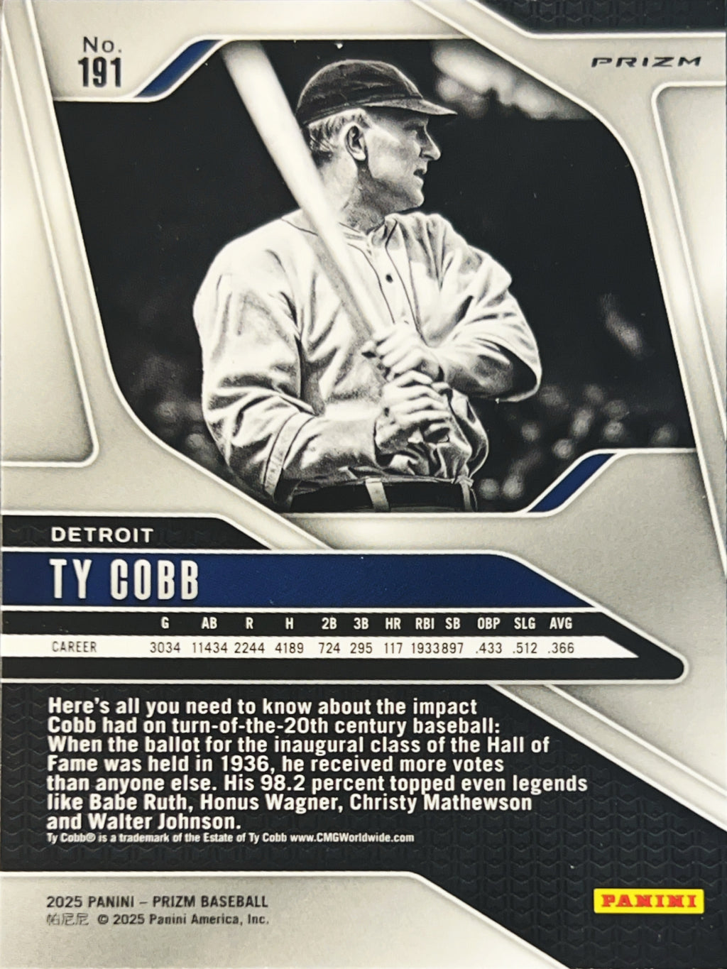 2025 Panini Prizm Baseball Ty Cobb #191 Silver