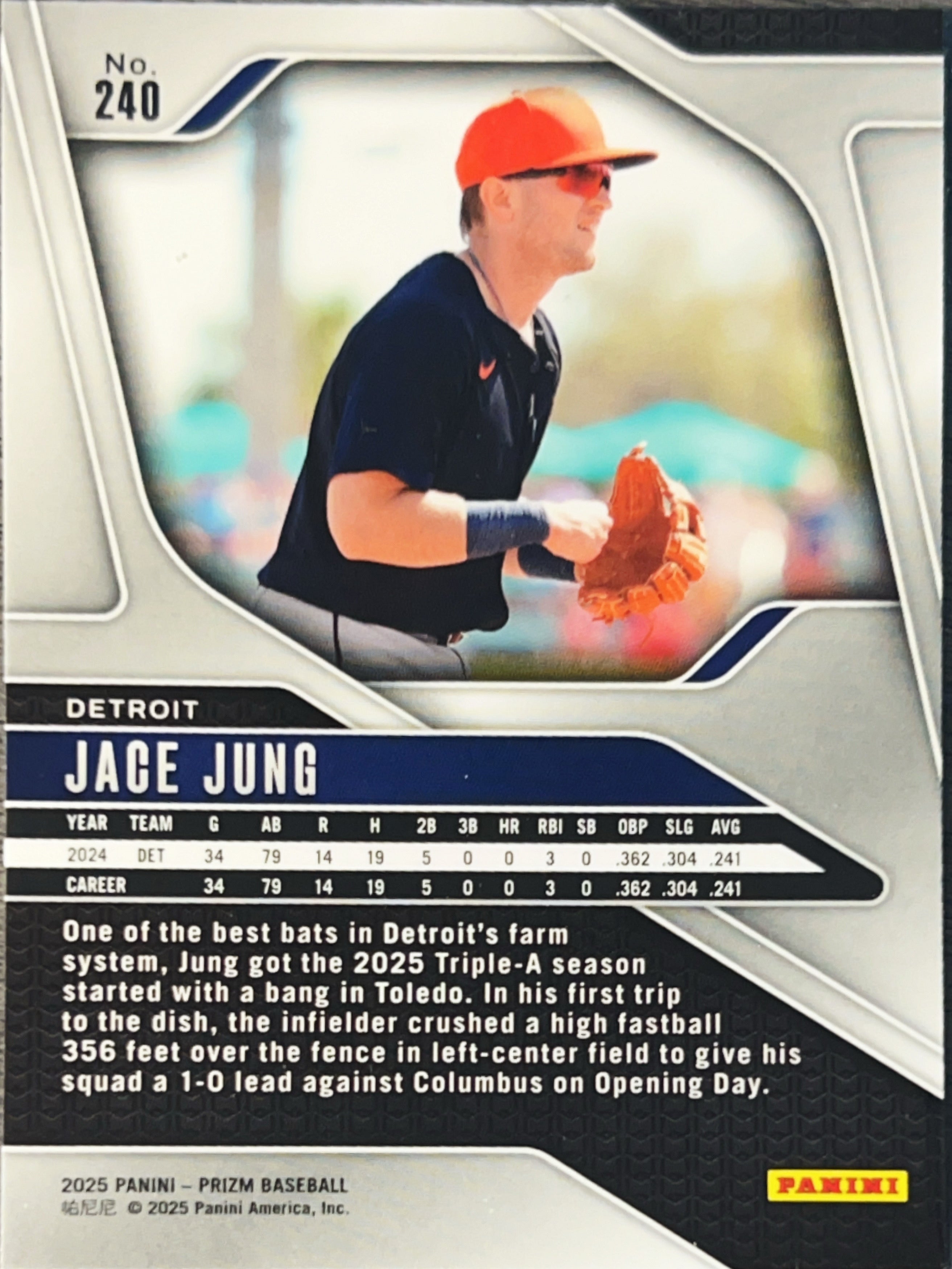 2025 Panini Prizm Baseball Jace Jung #240 RC