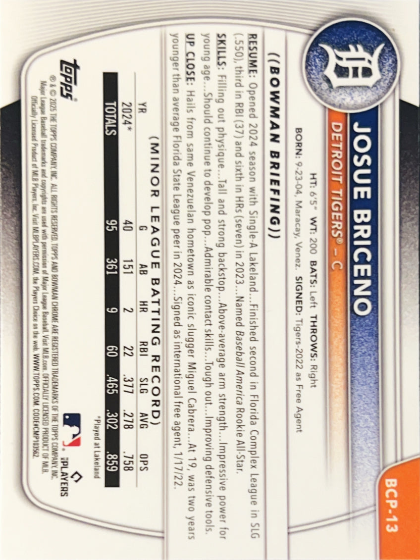 2025 Bowman Chrome Josue Briceno #BCP-13 Mojo Refractor