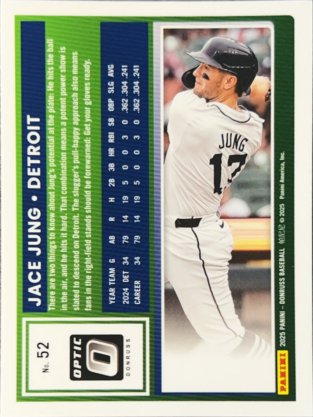 2025 Panini Donruss Optic Jace Jung #52