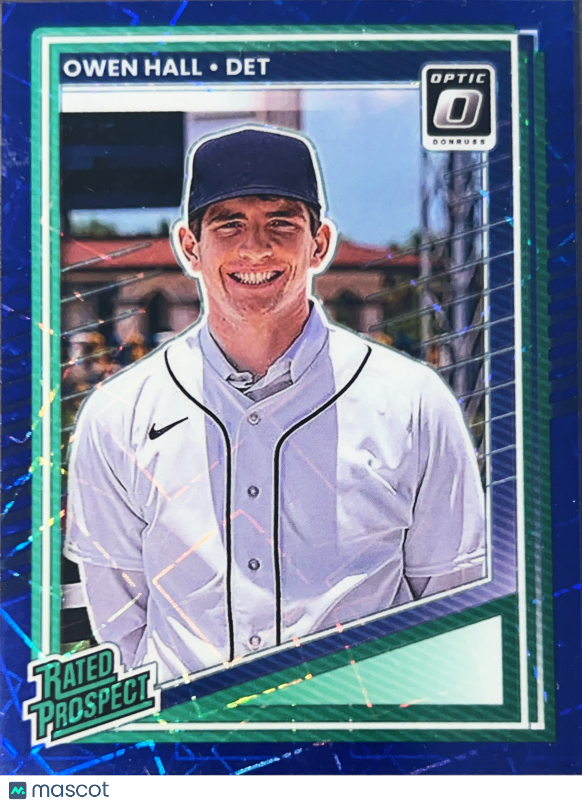 2025 Panini Donruss Optic Prizm Owen Hall #130 Blue Velocity Rated Prospect