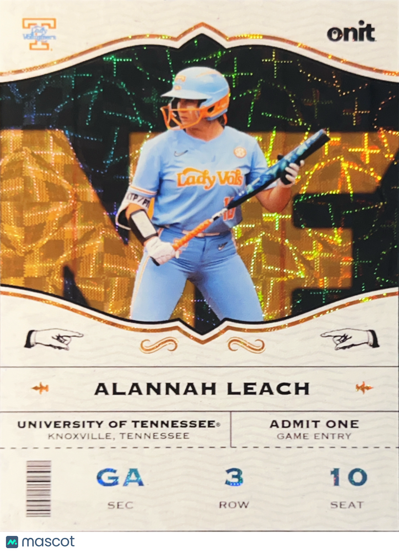 2026 Onit Tennessee Lady Vols Softball Alannah Leach #GA-1 Gold Shimmer